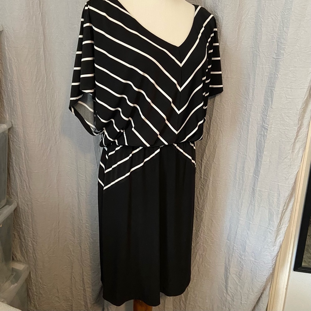 MSK black and white dress Size Large - Picture 3 of 7